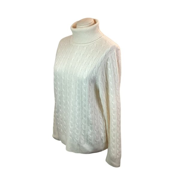 Vertical Design 2-ply Cashmere Cable Knit Womens XL Sweater  Turtleneck - Picture 6 of 12